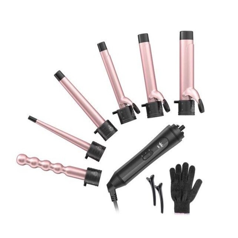 6-in-1 Hair Curler Set Instant Heat Ceramic Wand for Beachy Waves & Curls Formal
